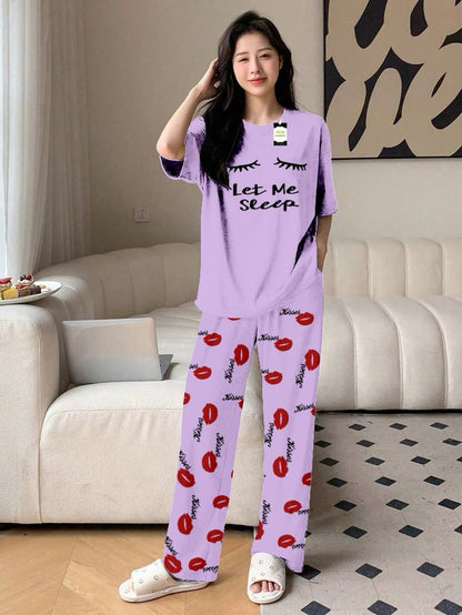 Stylish Sleepwear Set for a Cozy Night's Rest Wear With Multi Printed Set