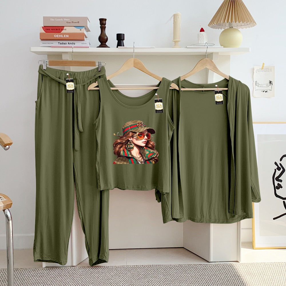 LADIES NIGHT SUIT

3 Pieces Inner Gawn + Trouser