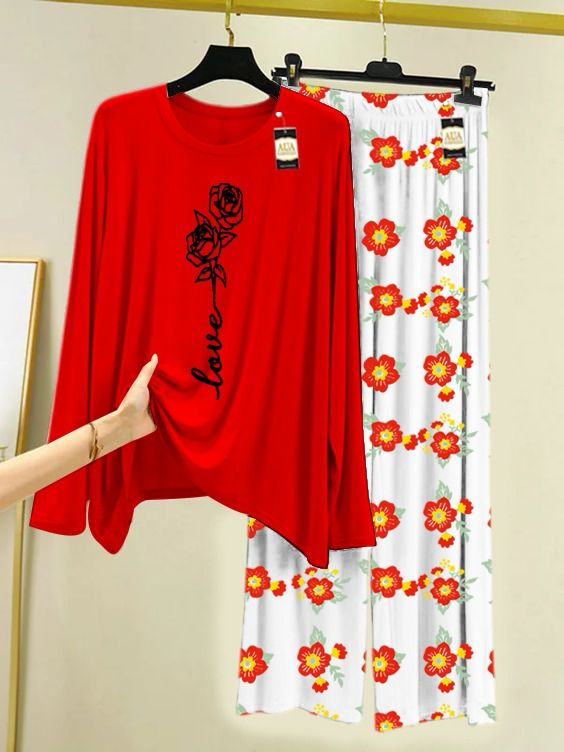 Stylish Sleepwear Set for a Cozy Night's Rest Wear With Multi Printed Set