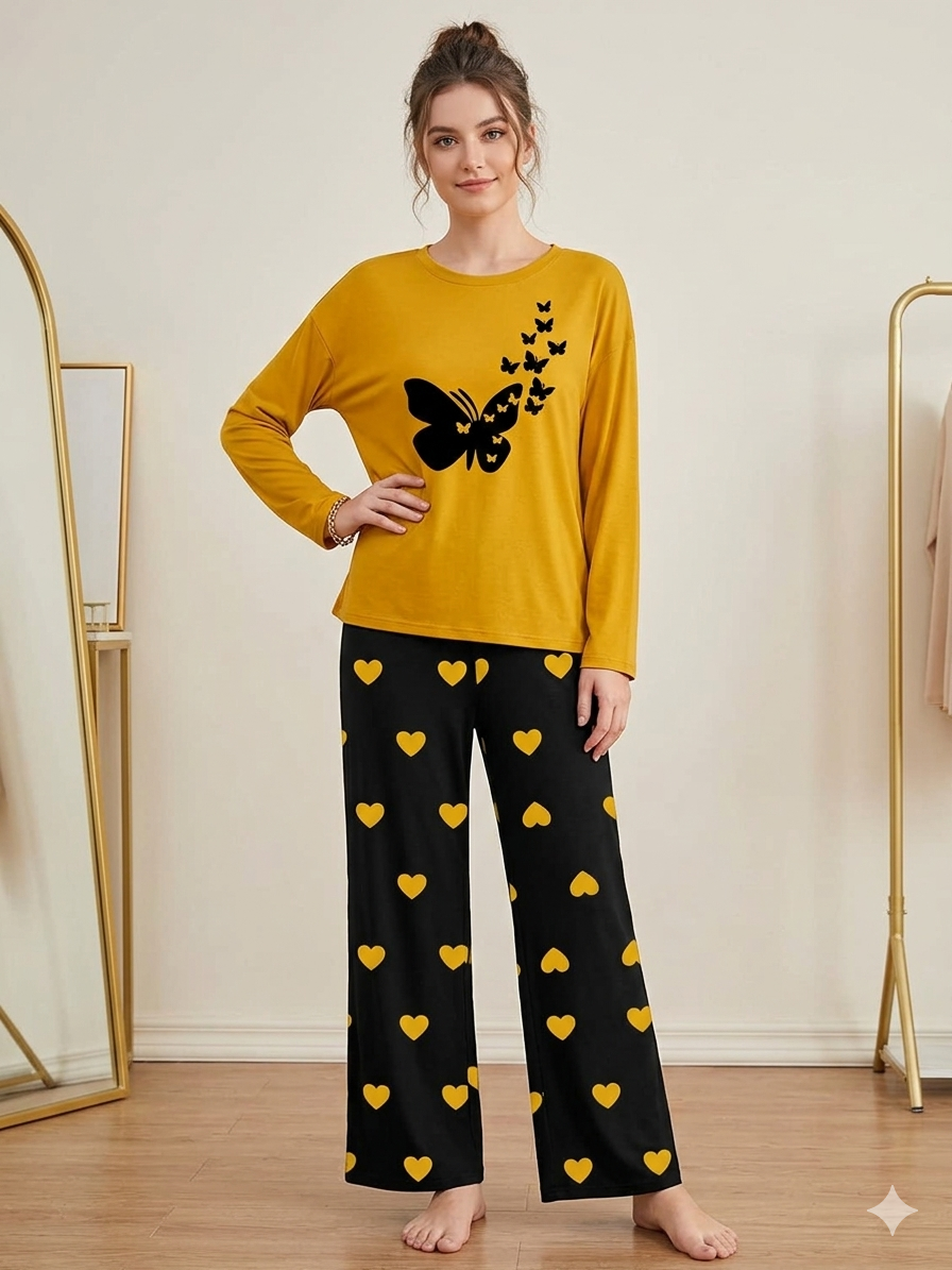 YELLOW Printed Nightwear Set
