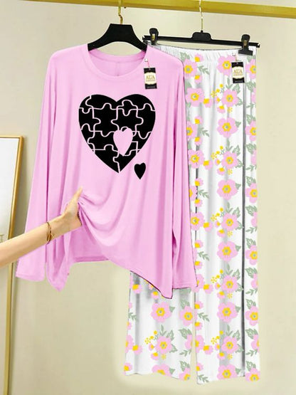 Stylish Sleepwear Set for a Cozy Night's Rest Wear With Multi Printed Set