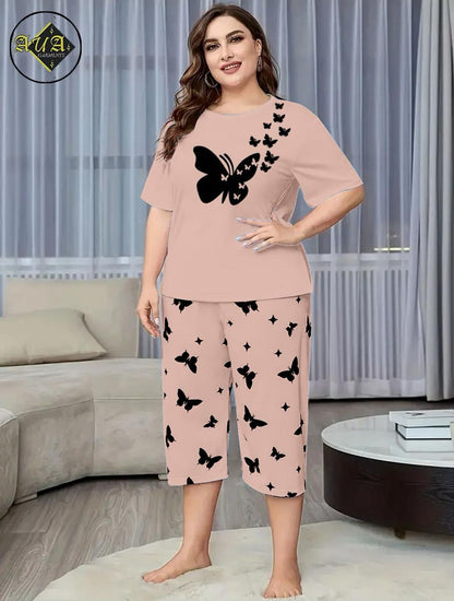 Printed Half-Sleeved Vest For Leisure Home Wear Female Sleepwear Night Dress