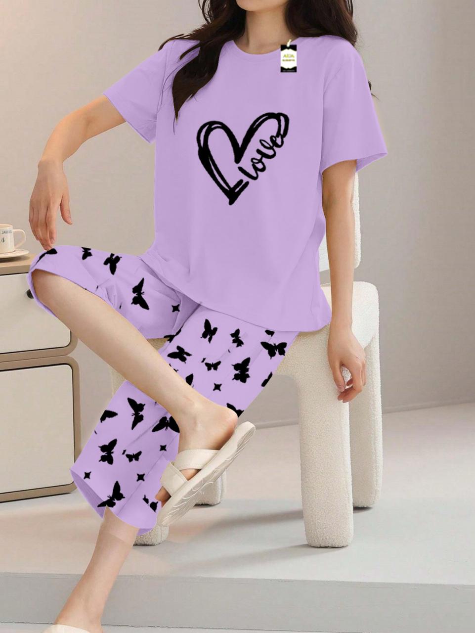 Printed Half-Sleeved Vest For Leisure Home Wear Female Sleepwear Night Dress