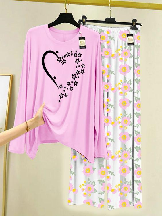 Stylish Sleepwear Set for a Cozy Night's Rest Wear With Multi Printed Set