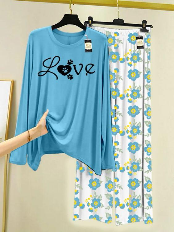 Stylish Sleepwear Set for a Cozy Night's Rest Wear With Multi Printed Set