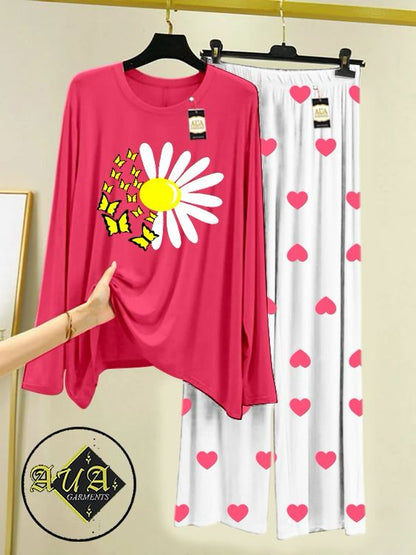 Stylish Sleepwear Set for a Cozy Night's Rest Wear With Multi Printed Set
