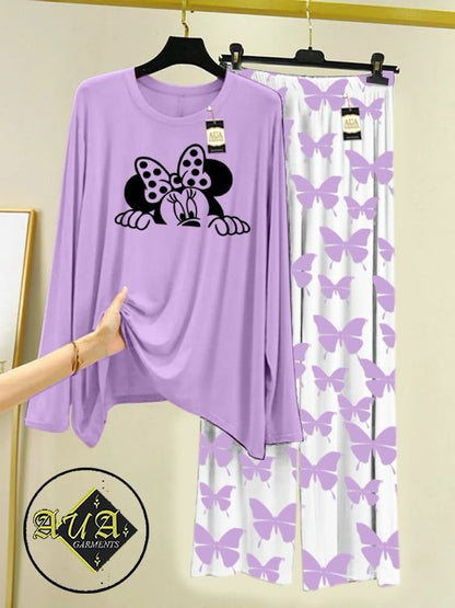 Stylish Sleepwear Set for a Cozy Night's Rest Wear With Multi Printed Set
