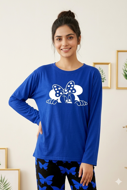 Navy Printed Nightwear Set
