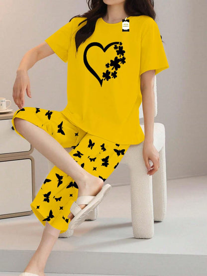Stylish Sleepwear Set for a Cozy Night's Rest Wear With Multi Printed Set