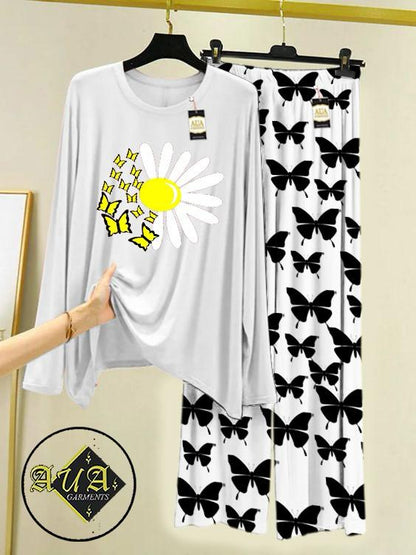 Stylish Sleepwear Set for a Cozy Night's Rest Wear With Multi Printed Set