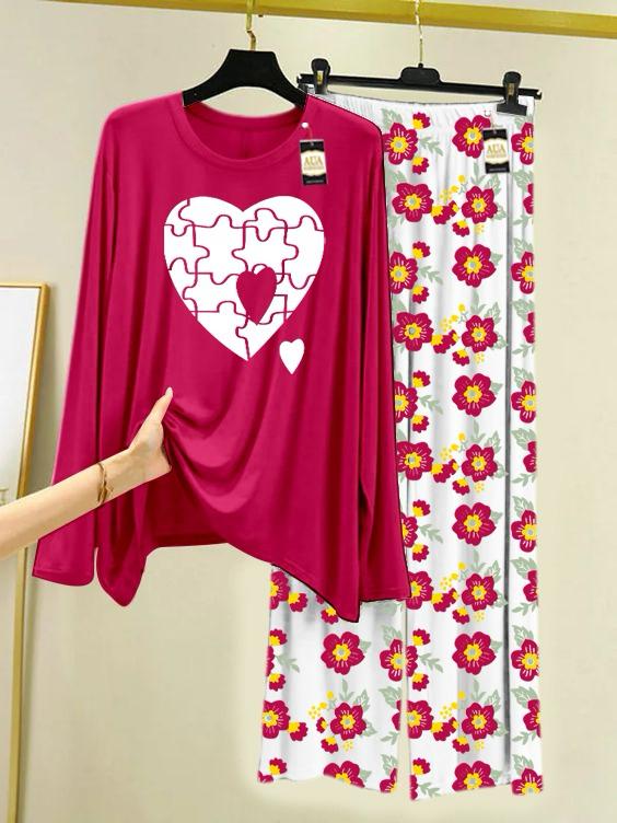 Stylish Sleepwear Set for a Cozy Night's Rest Wear With Multi Printed Set
