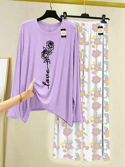Stylish Sleepwear Set for a Cozy Night's Rest Wear With Multi Printed Set