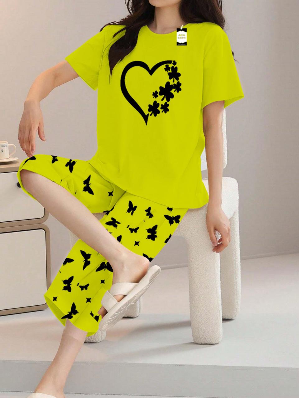 Printed Half-Sleeved Vest For Leisure Home Wear Female Sleepwear Night Dress