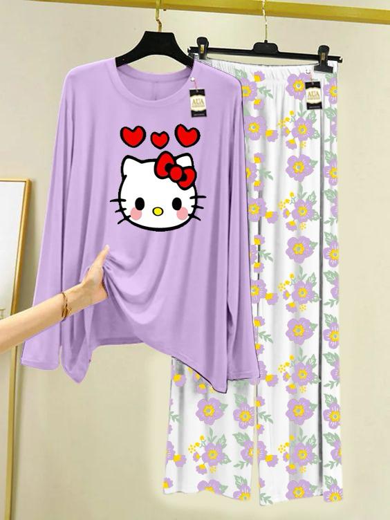 Stylish Sleepwear Set for a Cozy Night's Rest Wear With Multi Printed Set
