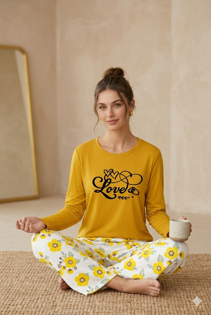 Yellow Multi Printed Sleepwear Set
