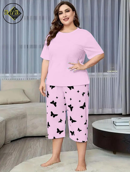 Printed Half-Sleeved Vest For Leisure Home Wear Female Sleepwear Night Dress