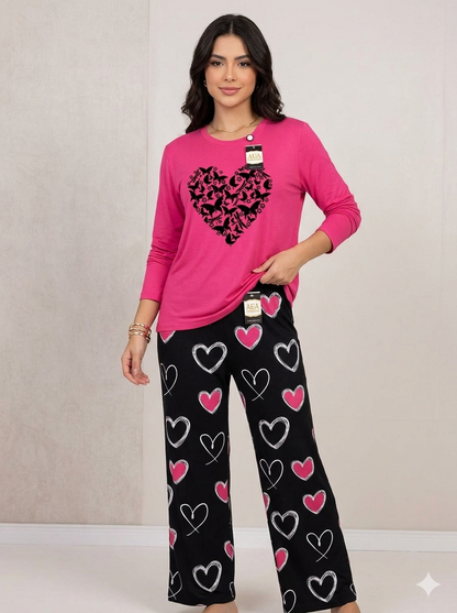 Cute Pink Printed Nightwear Set