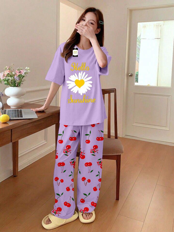 Stylish Sleepwear Set for a Cozy Night's Rest Wear With Multi Printed Set
