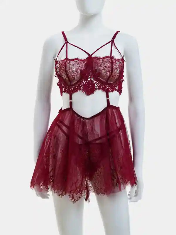 Sexy Lingerie For Women Naughty. Mini Skirt With G-String Crotchless Lingerie Set